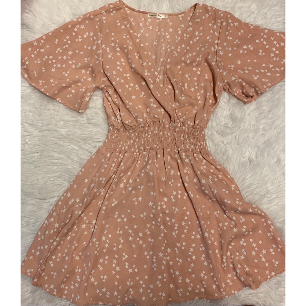 Heart Hips - Pink Mini Dress With White Stars - Picture 3 of 5